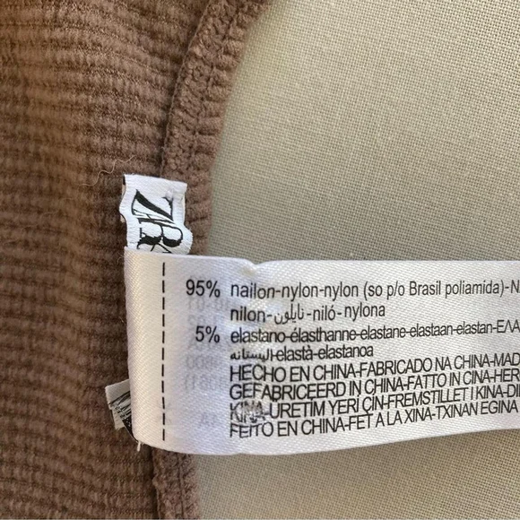 Zara Brown Ribbed Micro Crop Top Long Sleeve XS Twilightcore Earthy Grunge - Picture 7 of 8